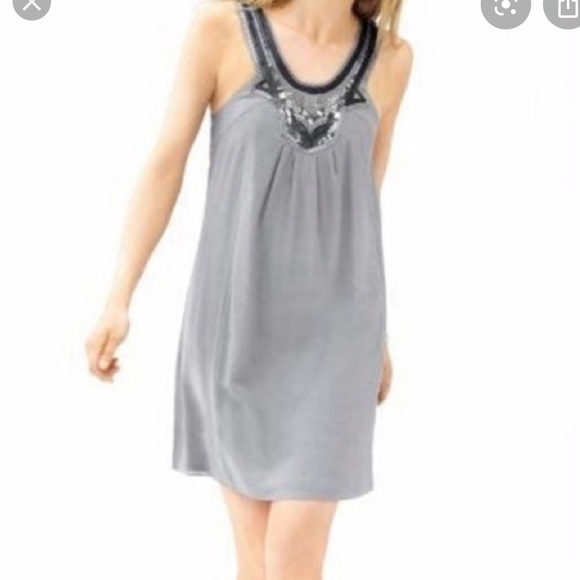 Banana Republic Dresses & Skirts - Banana Republic gray beaded yoke cut out dress